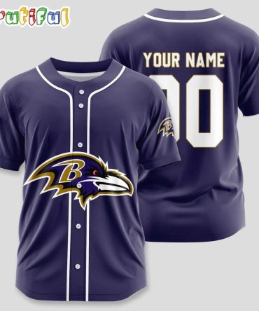Nfl Baltimore Ravens Team Logo Custom Baseball Jersey