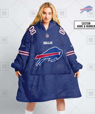Nfl Buffalo Bills Custom Name Number Royal Home Jersey Blanket Hoodie