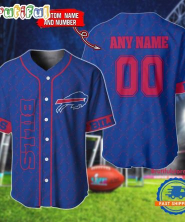 Nfl Buffalo Bills Logo Team Hologram Pattern Design Baseball Jersey