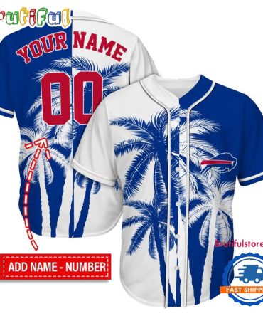 Nfl Buffalo Bills Palm Trees Pattern Summer Personalized Baseball Jersey