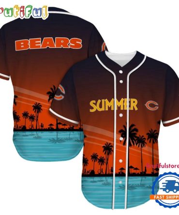 Nfl Chicago Bears Palm Trees Summer On The Beach Baseball Jersey