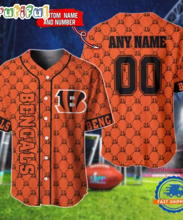 Nfl Cincinnati Bengals Logo Team Hologram Pattern Design Baseball Jersey