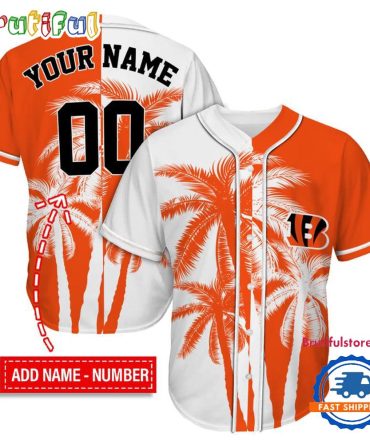 Nfl Cincinnati Bengals Palm Trees Pattern Summer Personalized Baseball Jersey