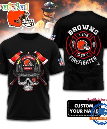Nfl Cleveland Browns Football Team Fire Fighter Unisex 3D Shirt
