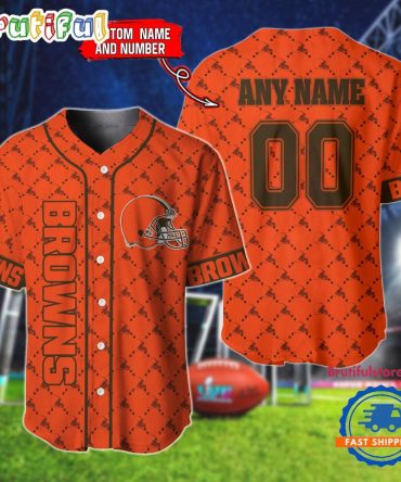 Nfl Cleveland Browns Logo Team Hologram Pattern Design Baseball Jersey