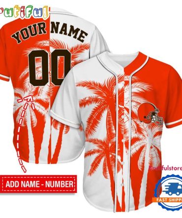 Nfl Cleveland Browns Palm Trees Pattern Summer Personalized Baseball Jersey