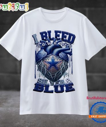 Nfl Dallas Cowboys I Bleed Silver Blue Football Sporty T Shirt