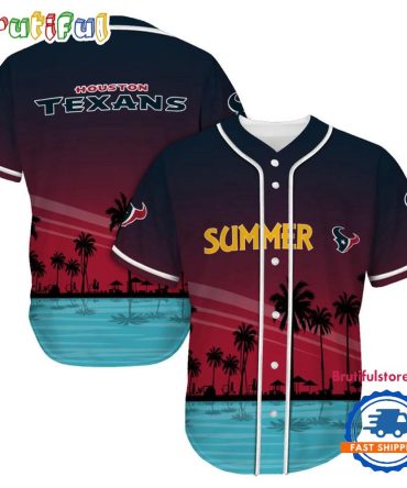Nfl Houston Texans Palm Trees Summer On The Beach Baseball Jersey