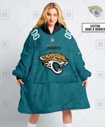 Nfl Jacksonville Jaguars Custom Name Number Teal Home Jersey Blanket Hoodie