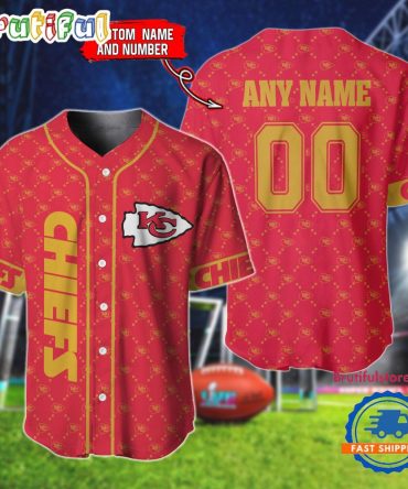 Nfl Kansas City Chiefs Logo Team Hologram Pattern Design Baseball Jersey