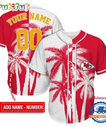 Nfl Kansas City Chiefs Palm Trees Pattern Summer Personalized Baseball Jersey