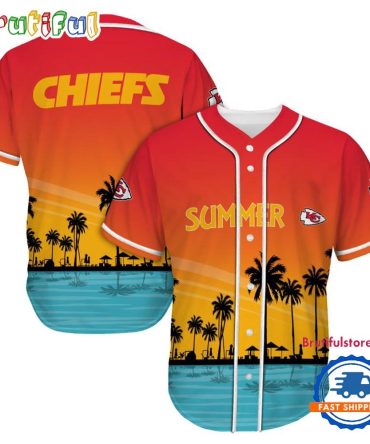Nfl Kansas City Chiefs Palm Trees Summer On The Beach Baseball Jersey