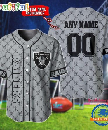 Nfl Las Vegas Raiders Logo Team Hologram Pattern Design Baseball Jersey
