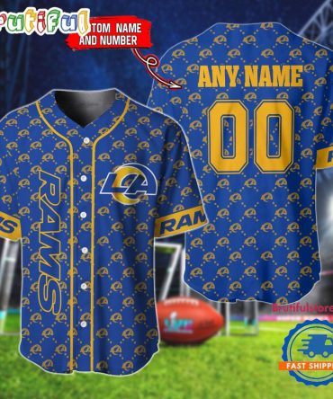 Nfl Los Angeles Rams Logo Team Hologram Pattern Design Baseball Jersey