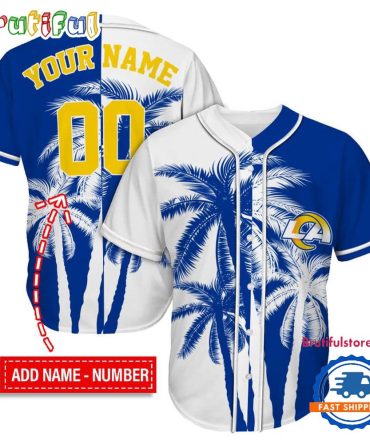 Nfl Los Angeles Rams Palm Trees Pattern Summer Personalized Baseball Jersey