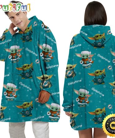 Nfl Miami Dolphins Blanket Hoodie Baby Yoda Unisex Hoodie