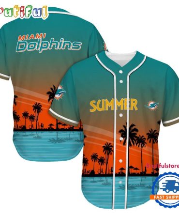 Nfl Miami Dolphins Palm Trees Summer On The Beach Baseball Jersey