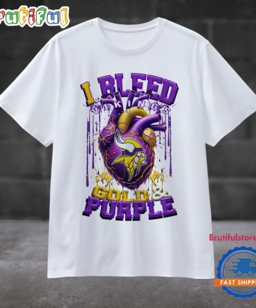Nfl Minnesota Vikings I Bleed Gold Purple Football Sporty T Shirt