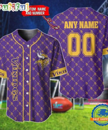 Nfl Minnesota Vikings Logo Team Hologram Pattern Design Baseball Jersey