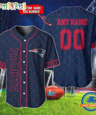 Nfl New England Patriots Logo Team Hologram Pattern Design Baseball Jersey