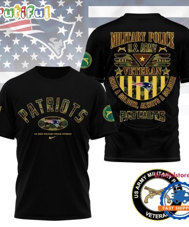 Nfl New England Patriots Us Army Military Police Veteran 3D Shirt