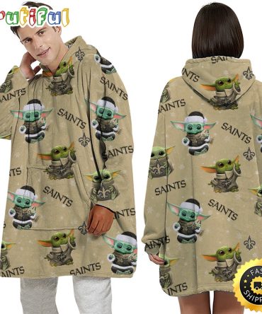 Nfl New Orleans Saints Blanket Hoodie Baby Yoda Unisex Hoodie