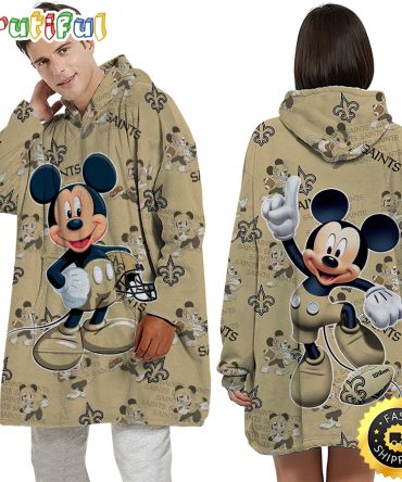 Nfl New Orleans Saints Blanket Hoodie Mickey Mouse Lover Unisex Hoodie