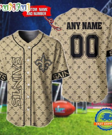 Nfl New Orleans Saints Logo Team Hologram Pattern Design Baseball Jersey