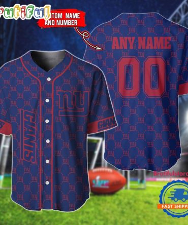 Nfl New York Giants Logo Team Hologram Pattern Design Baseball Jersey