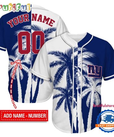 Nfl New York Giants Palm Trees Pattern Summer Personalized Baseball Jersey