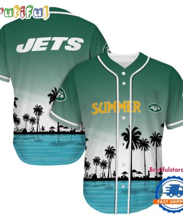 Nfl New York Jets Palm Trees Summer On The Beach Baseball Jersey