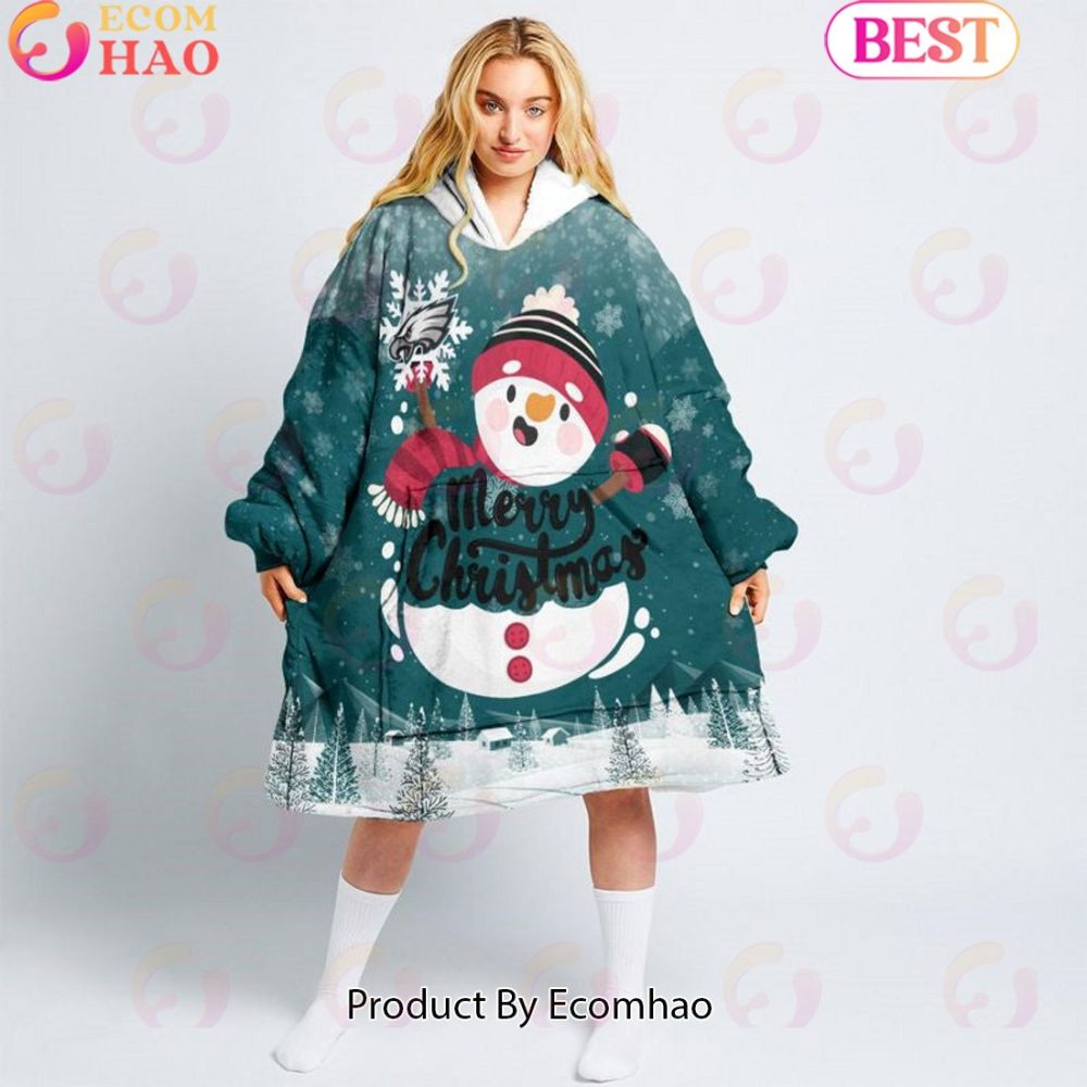 Nfl Philadelphia Eagles Christmas Oversize Hoodie Sweatshirt Comfy Pullover Blanket