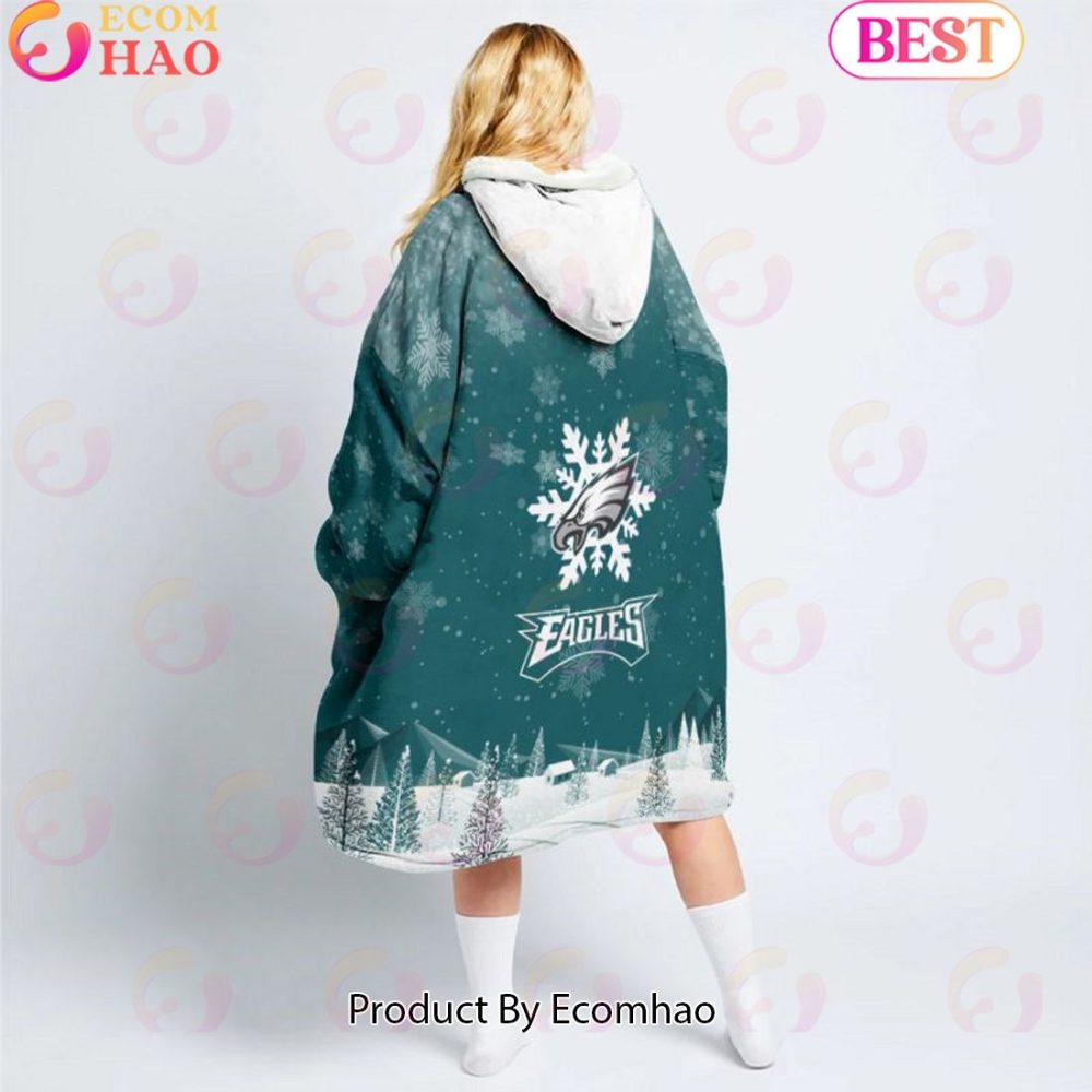 Nfl Philadelphia Eagles Christmas Oversize Hoodie Sweatshirt Comfy Pullover Blanket - Image 2