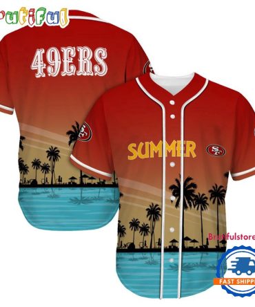 Nfl San Francisco 49Ers Palm Trees Summer On The Beach Baseball Jersey