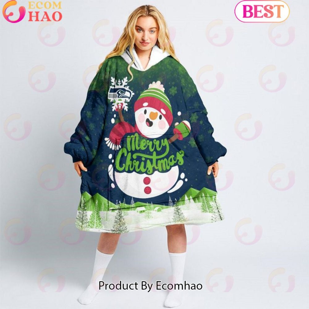 Nfl Seattle Seahawks Christmas Oversize Hoodie Sweatshirt Comfy Pullover Blanket