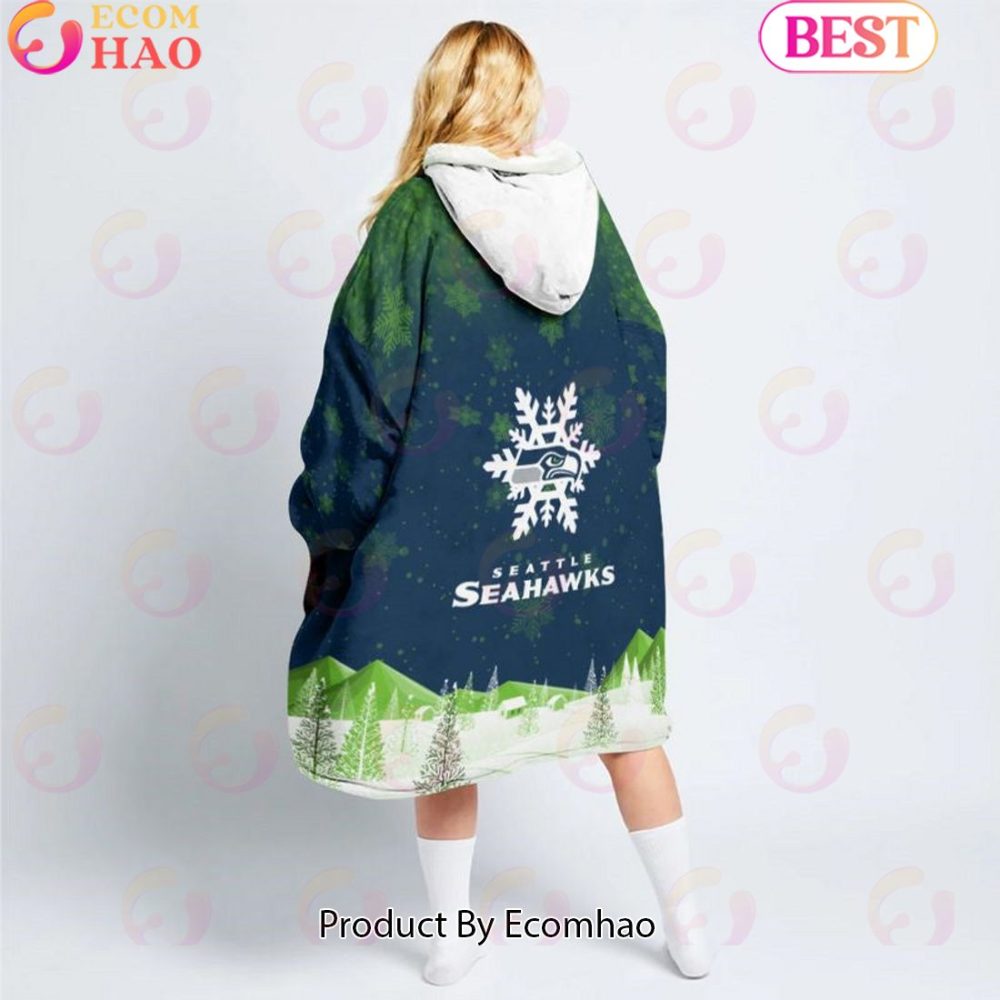 Nfl Seattle Seahawks Christmas Oversize Hoodie Sweatshirt Comfy Pullover Blanket - Image 2