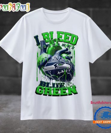 Nfl Seattle Seahawks I Bleed Blue Green Football Sporty T Shirt