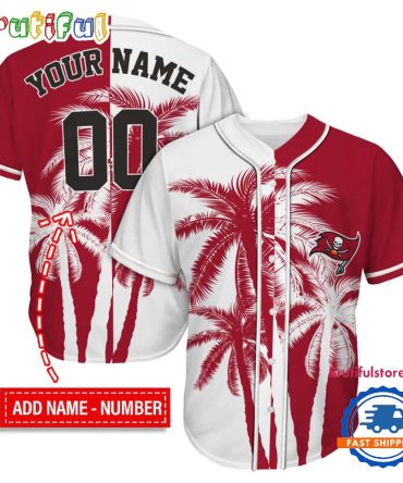 Nfl Tampa Bay Buccaneers Palm Trees Pattern Summer Personalized Baseball Jersey