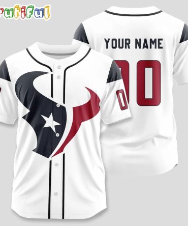 Nfl Houston Texans Team Logo Design Name And Number Baseball Jersey
