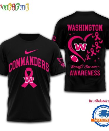 Nfl Washington Commanders Football 2025 New Design Breast Cancer Awareness 3D Shirt