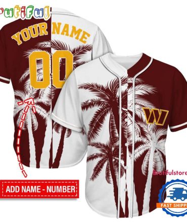 Nfl Washington Commanders Palm Trees Pattern Summer Personalized Baseball Jersey