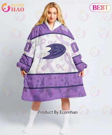 Nhl Anaheim Ducks Special Lavender - Fight Cancer Oodie Blanket Hoodie