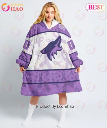 Nhl Arizona Coyotes Special Lavender - Fight Cancer Oodie Blanket Hoodie