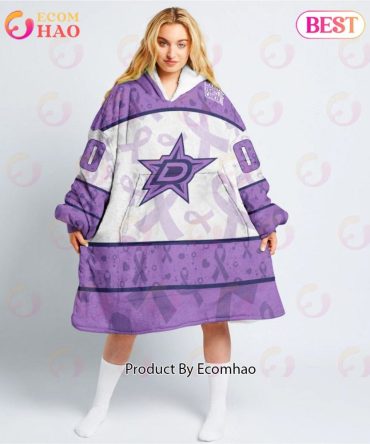 Nhl Dallas Stars Special Lavender - Fight Cancer Oodie Blanket Hoodie