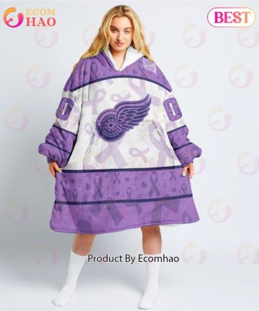 Nhl Detroit Red Wings Special Lavender - Fight Cancer Oodie Blanket Hoodie