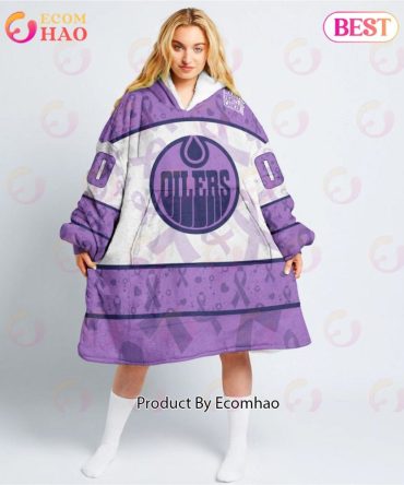 Nhl Edmonton Oilers Special Lavender - Fight Cancer Oodie Blanket Hoodie