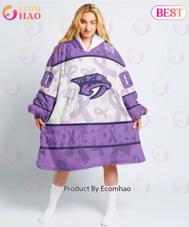 Nhl Nashville Predators Special Lavender - Fight Cancer Oodie Blanket Hoodie