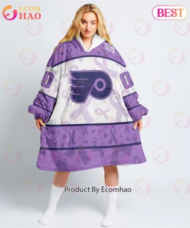 Nhl Philadelphia Flyers Special Lavender - Fight Cancer Oodie Blanket Hoodie