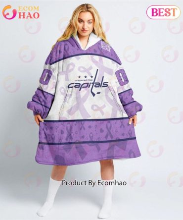 Nhl Washington Capitals Special Lavender - Fight Cancer Oodie Blanket Hoodie