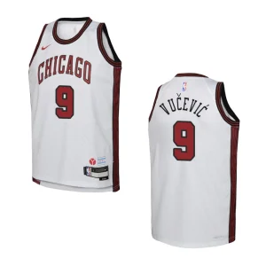 2022-23 Chicago Bulls Youth City Edition Nikola Vucevic White Jersey - Alzaintravels